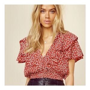 Faithfull The Brand | Icon Ruffle Crop Top Bows Red Size US 4